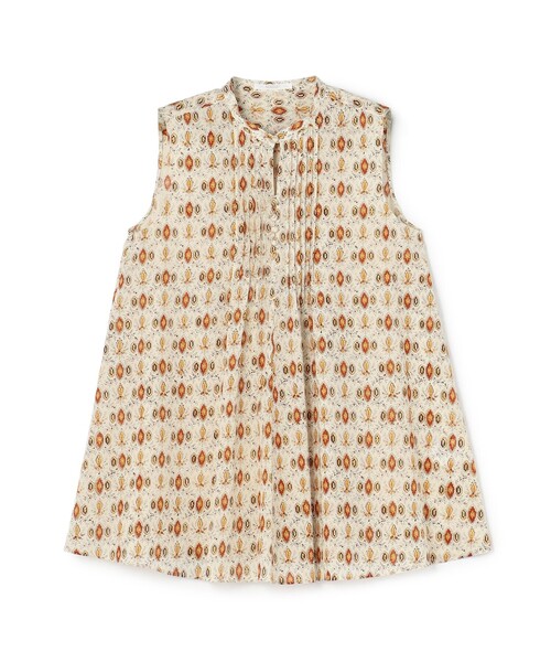 シャツ ブラウス コットンボイルプリント ノースリーブブラウス レディース