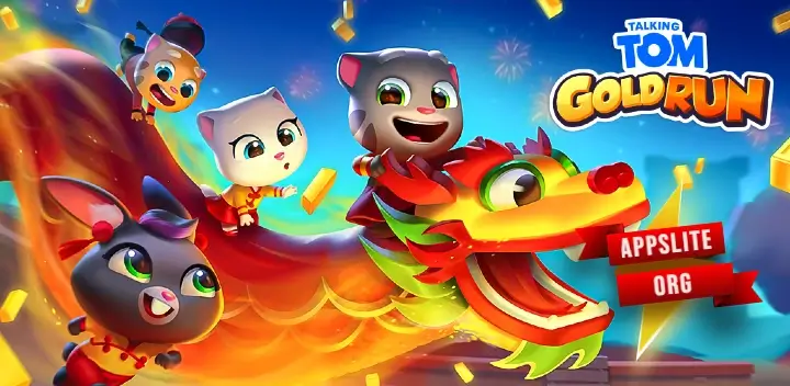 Background تحميل لعبة Talking Tom Gold Run 7.1.0.4754 مهكرة للأندرويد 